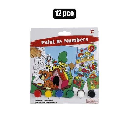 Art+craft paint-by-numbers kids 12pc