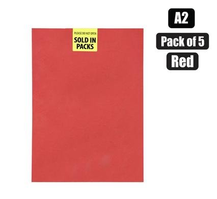Art+craft board A2 160g sheet red 5pk