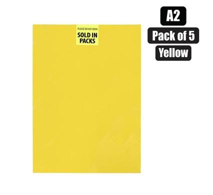 Art+craft board A2 160g sheet yellow 5pk