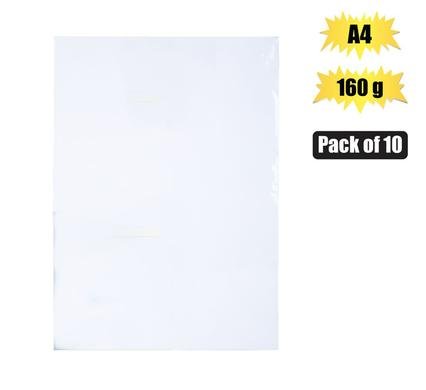 Art+craft board A4 160g sheet white 10pk