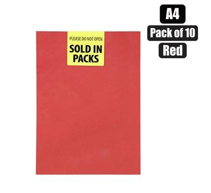 Art+craft board A4 160g sheet red 10pk