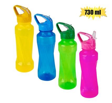 Water bottle 730ml w/straw twist design