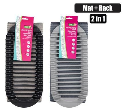 Dish draining mat and rack microfibre
