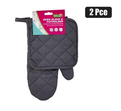Potholder & oven glove cotton 2pce