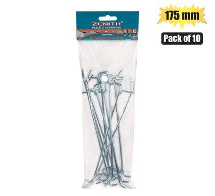 Pegboard-hooks single-prong 175mm pkt-10