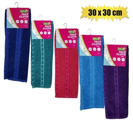 Face cloth 30x30cm plain asstd