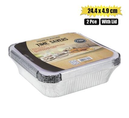 Baking-pan alu-foil 2pc 24.4x4.9cm w/lid