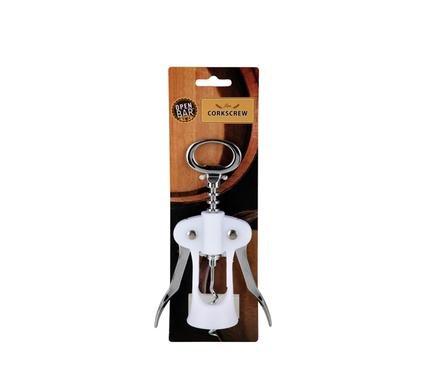 Corkscrew dbl-lever chr/white open bar