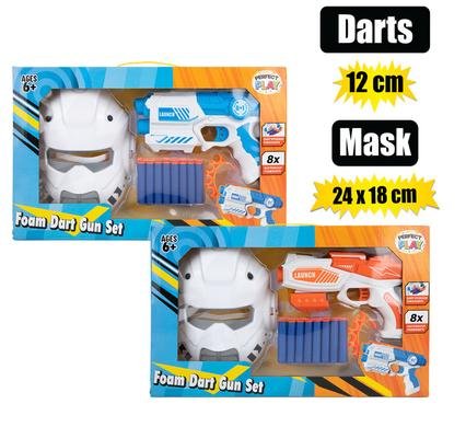 Gun foam dart 21cm with mask set 24x18cm