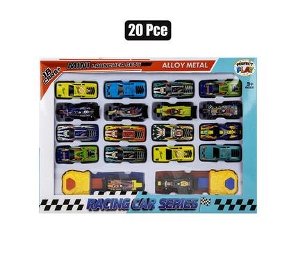 Die cast set w/18 cars & 2 launchers