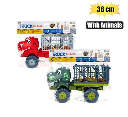 Vehicle playset dino cage w/animals 36cm