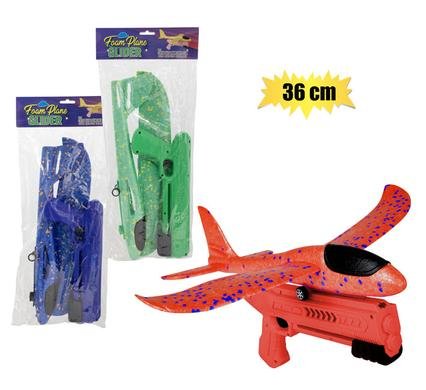 Boys p/set glider foam plane w/gun 36cm