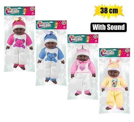 Doll baby asstd w/sound 38cm