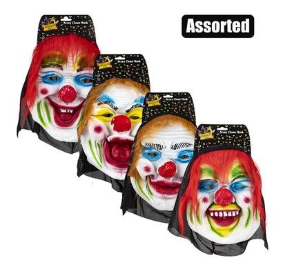 Dress up scary clown mask asstd