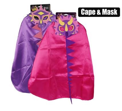 Dress up cape & mask dinosaur girl