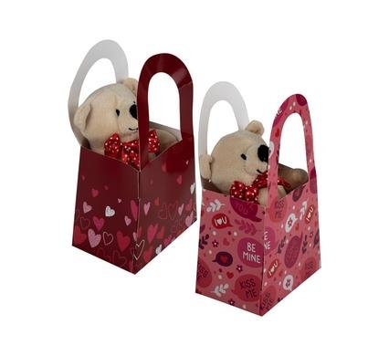 Plush bear in giftbag 9cm love