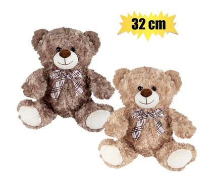 Plush bear with ribbon 32cm asstd