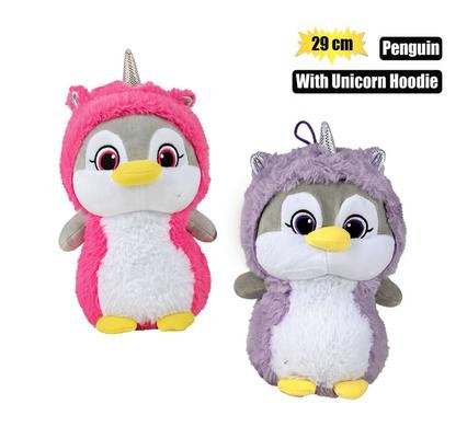 Plush penguin w/unicorn hoodie 29cm