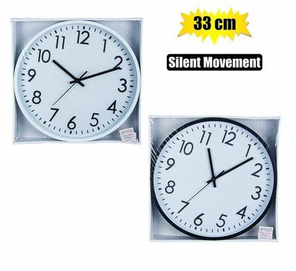 Clock wall pl round 33cm glass-face