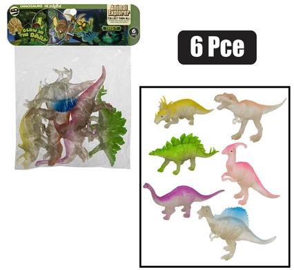 Animals dinosaur 6pc gitd 15-16cm each