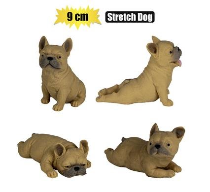 560-000054 Animals stretch dog frenchie 9cm asstd