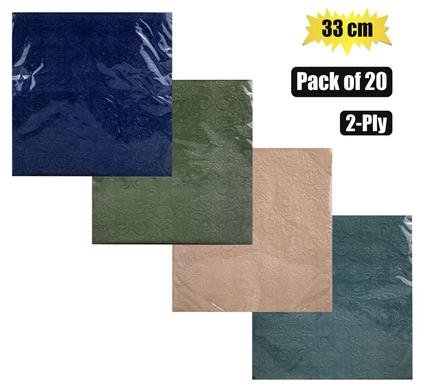 Serviettes 2ply 33cm 20pc embossed