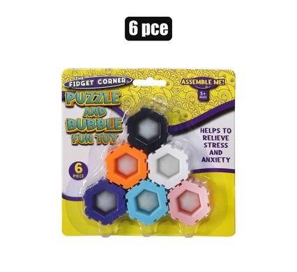 565-000099 Novelty sensory bubble slide puzzle 6pc