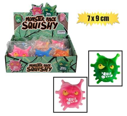 Novelty squeezy monster face asstd 7x9cm