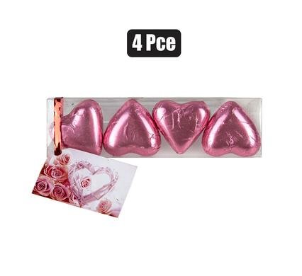 Sweet choc rp 4pc foil heart actate (t)