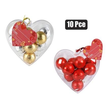 Sweet choc rp 10pc balls in heart 45g md